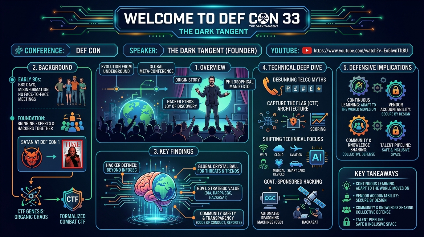 Visual summary for Welcome to DEF CON 33 - The Dark Tangent by The Dark Tangent