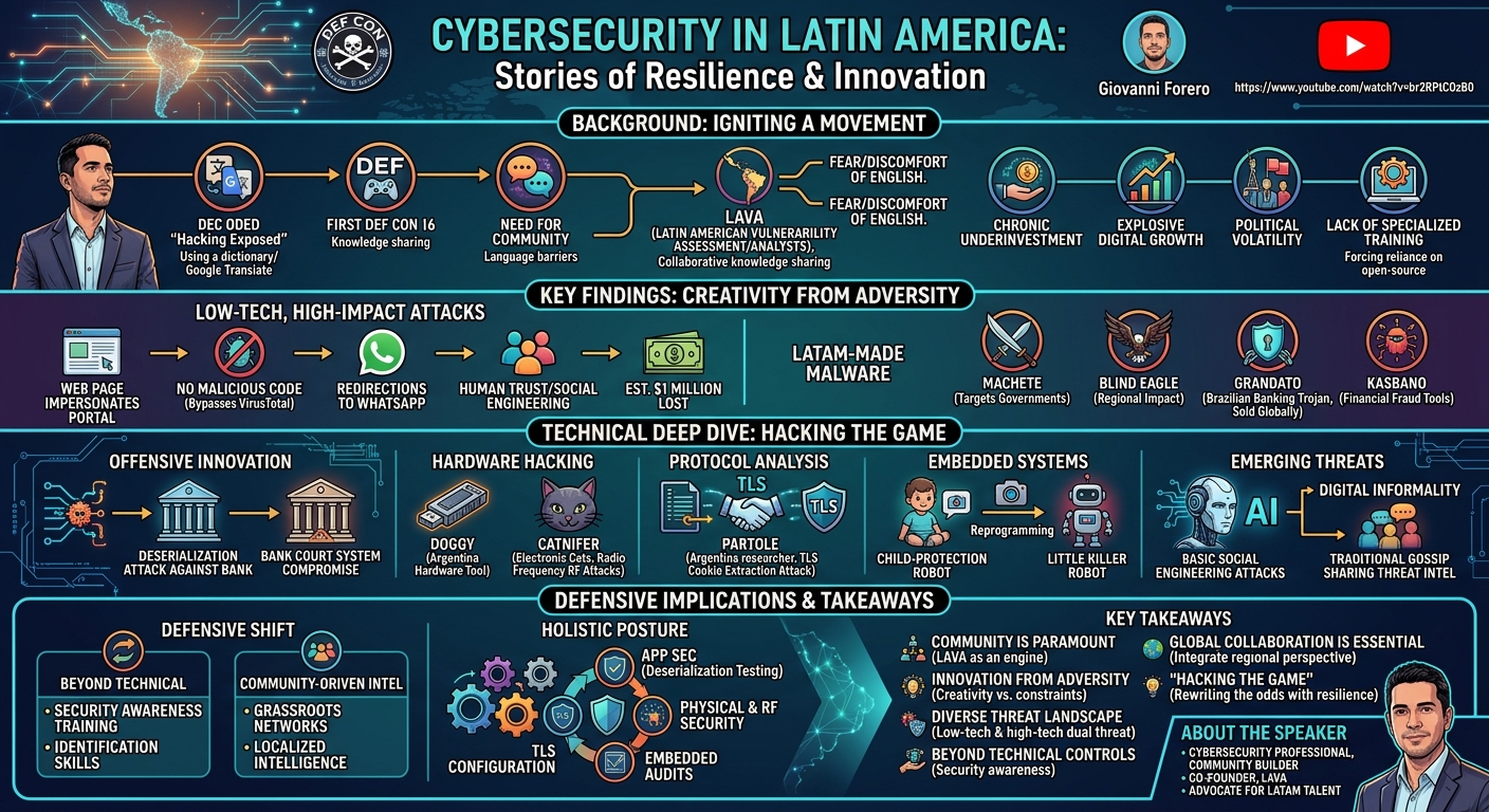 Visual summary for Cybersecurity in Latin America - Stories of Resilience & Innovation by Giovanni Forero
