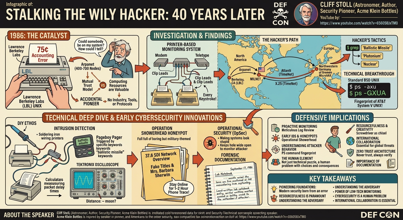 Visual summary for Stalking the Wily Hacker: 40 Years Later by Cliff Stoll