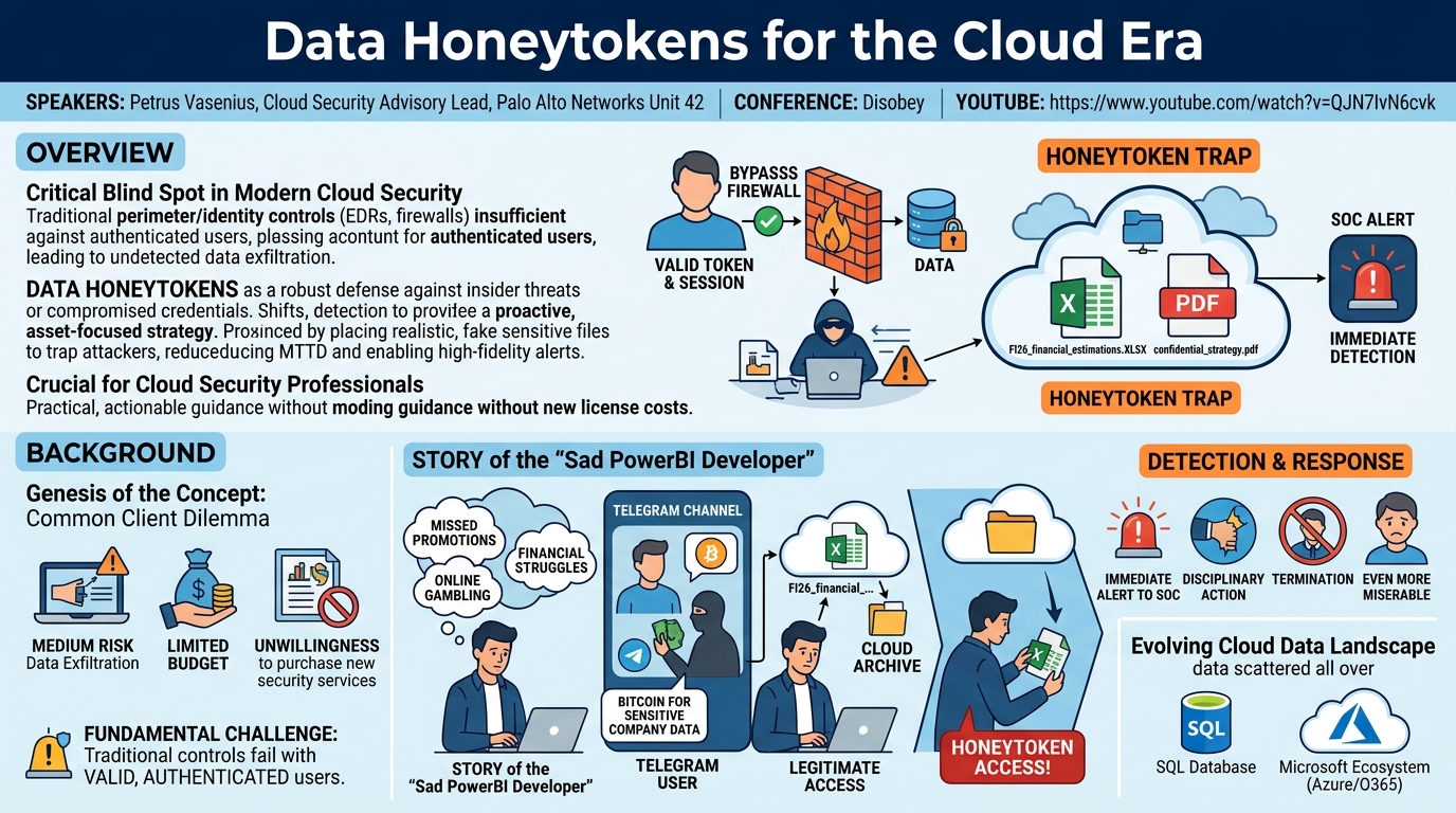 Visual summary for Data Honeytokens for the Cloud Era - Petrus Vasenius by Petrus Vasenius