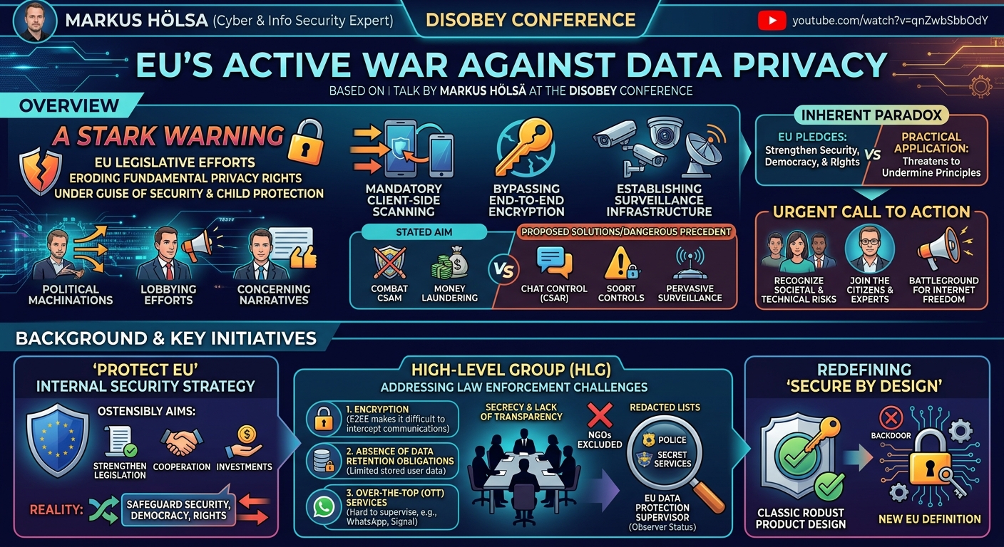 Visual summary for EU's active war against data-privacy - Markus Hölsä by Markus Hölsä
