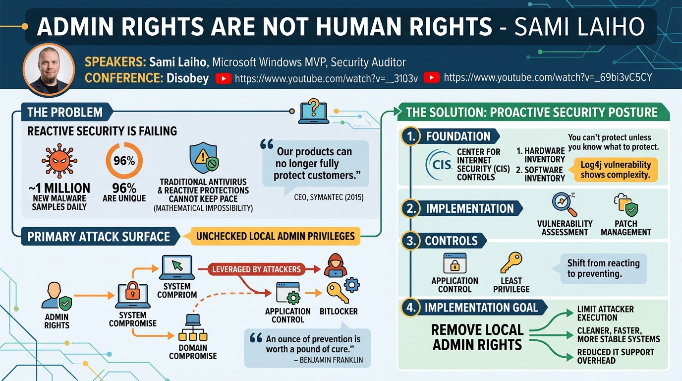 Visual summary for Admin Rights are not Human Rights - Sami Laiho by Sami Laiho
