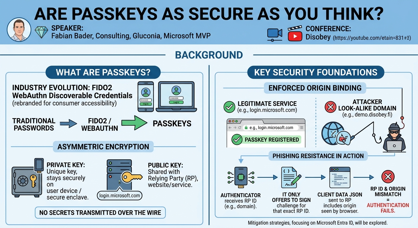 Visual summary for Are passkeys as secure as you think? - Fabian Bader by Fabian Bader