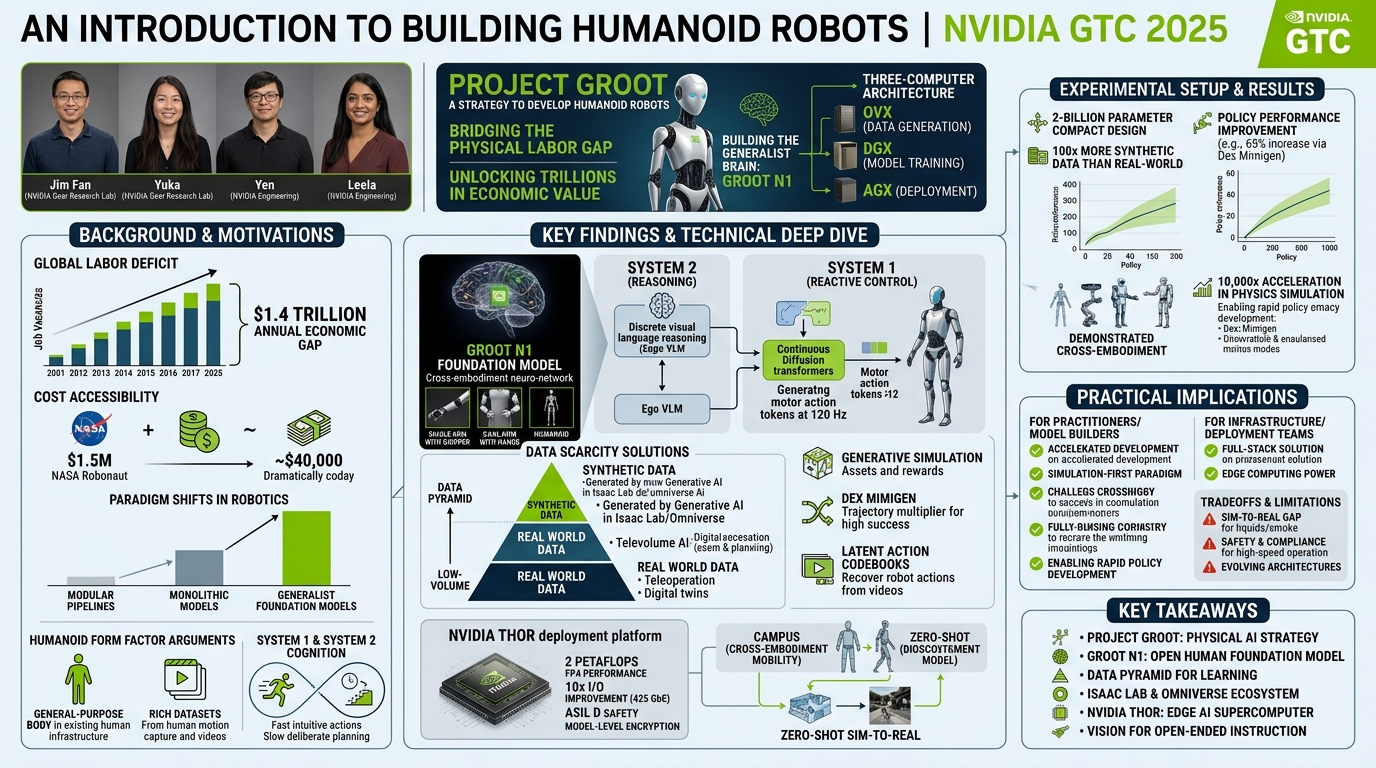 Visual summary for An Introduction to Building Humanoid Robots | NVIDIA GTC 2025 by NVIDIA Isaac Team