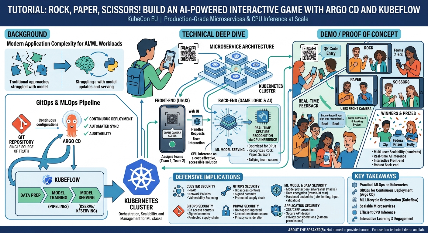 Visual summary for Tutorial: Rock, Paper, Scissors! Build an AI-powered Interactive Game With Argo CD and Kubeflow