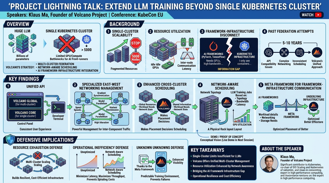 Visual summary for Project Lightning Talk: Extend Large Language Model Training Beyond Single Kubernetes Cl... Klaus Ma by Klaus Ma