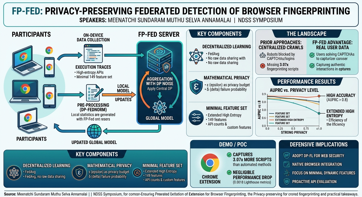 Visual summary for FP-Fed: Privacy-Preserving Federated Detection of Browser Fingerprinting by Meenatchi Sundaram Muthu Selva Annamalai
