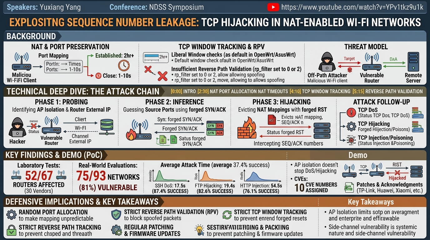 Visual summary for Exploiting Sequence Number Leakage: TCP Hijacking in NAT-Enabled Wi-Fi Networks by Yuxiang Yang