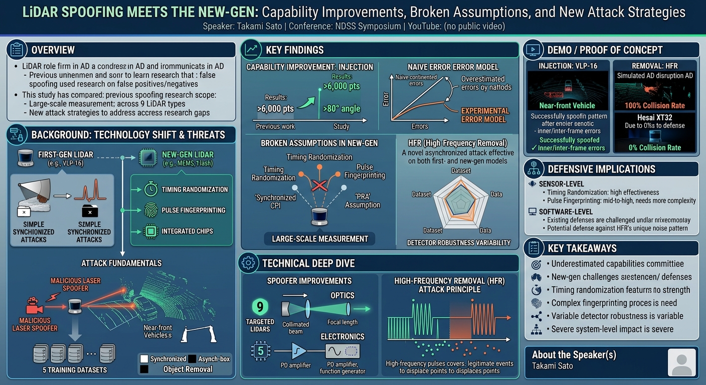 Visual summary for LiDAR Spoofing Meets the New-Gen: Capability Improvements, Broken Assumptions, and New Attack Strategies by Takami Sato