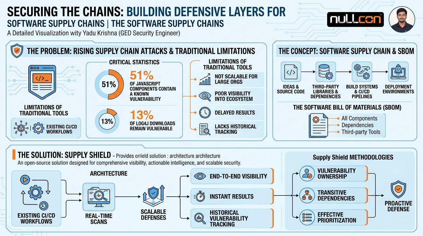 Visual summary for Securing the chains: Building defensive layers for software supply chains