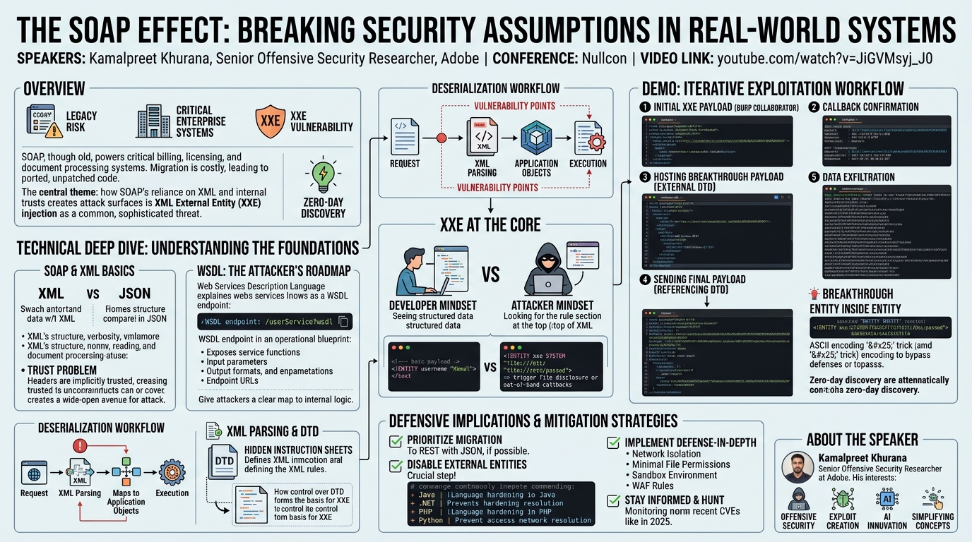 Visual summary for The SOAP Effect: Breaking Security Assumptions in Real-World Systems by Kamalpreet Khurana