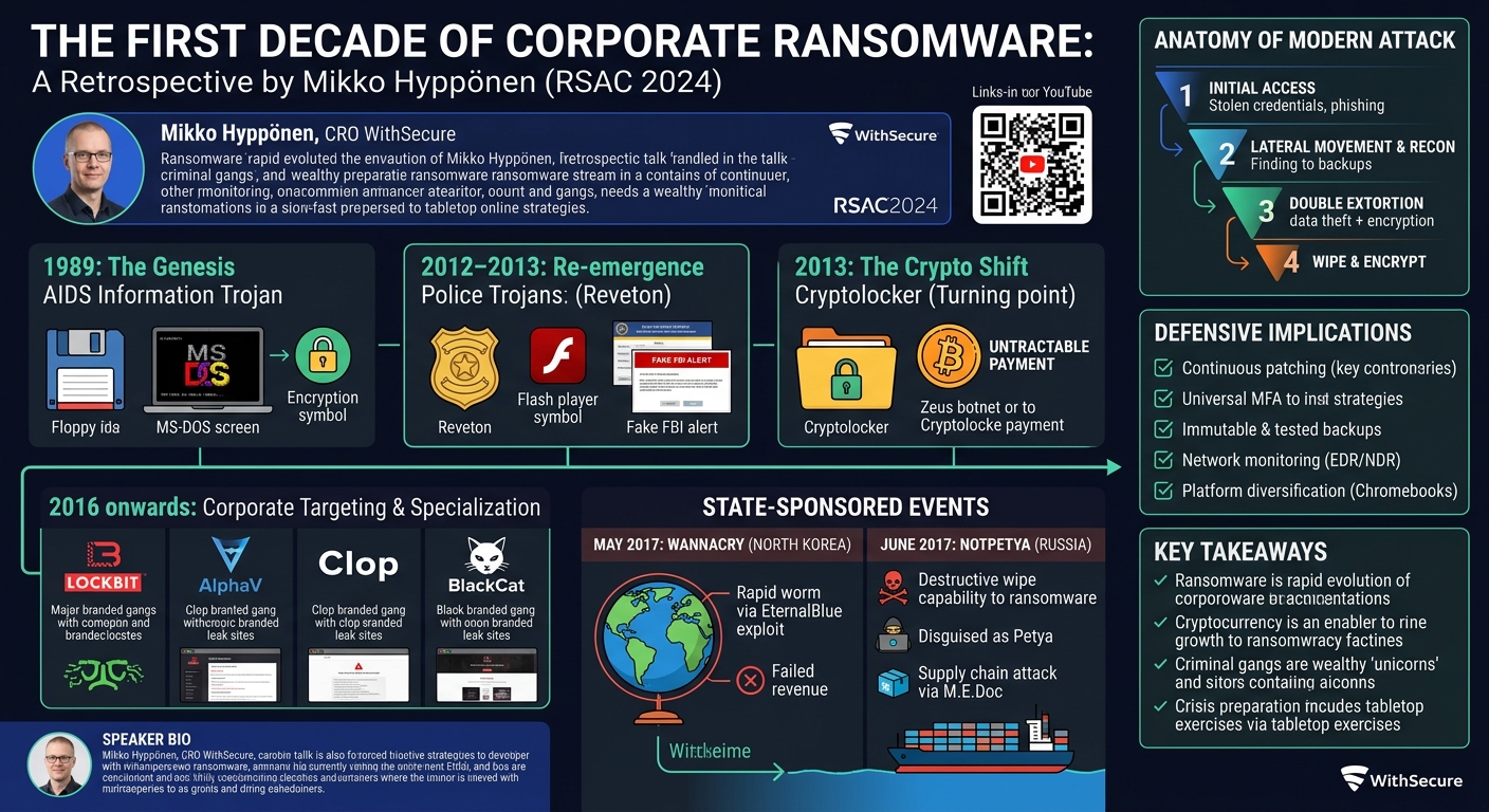 Visual summary for The First Decade of Corporate Ransomware