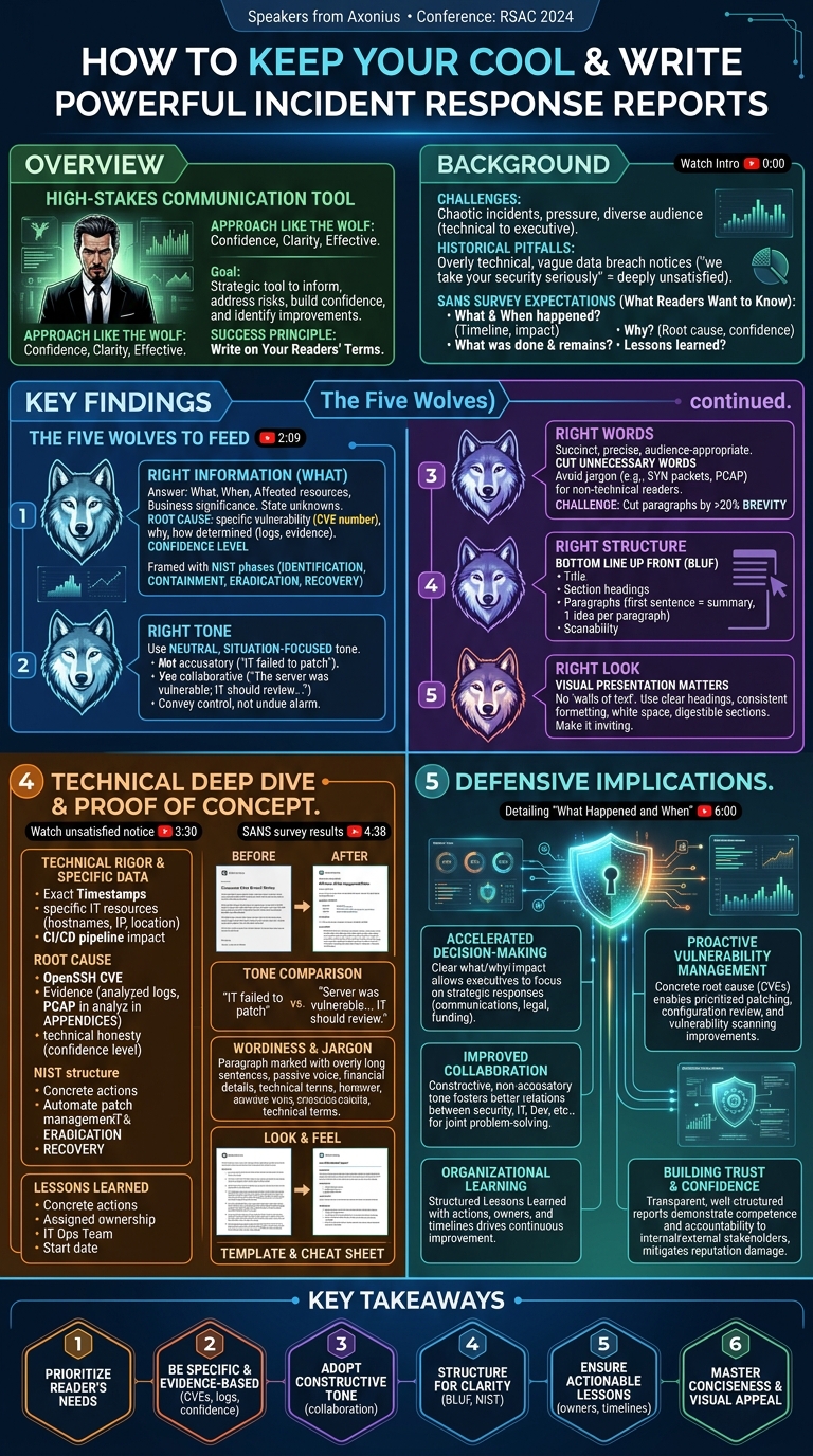 Visual summary for How to Keep Your Cool and Write Powerful Incident Response Reports