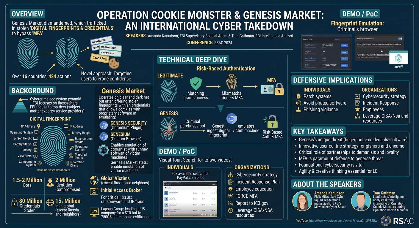 Visual summary for Operation Cookie Monster & Genesis Market: An International Cyber Takedown