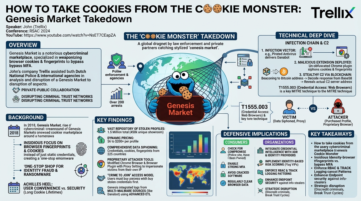 Visual summary for How to Take Cookies from the Cookie Monster: Genesis Market Takedown