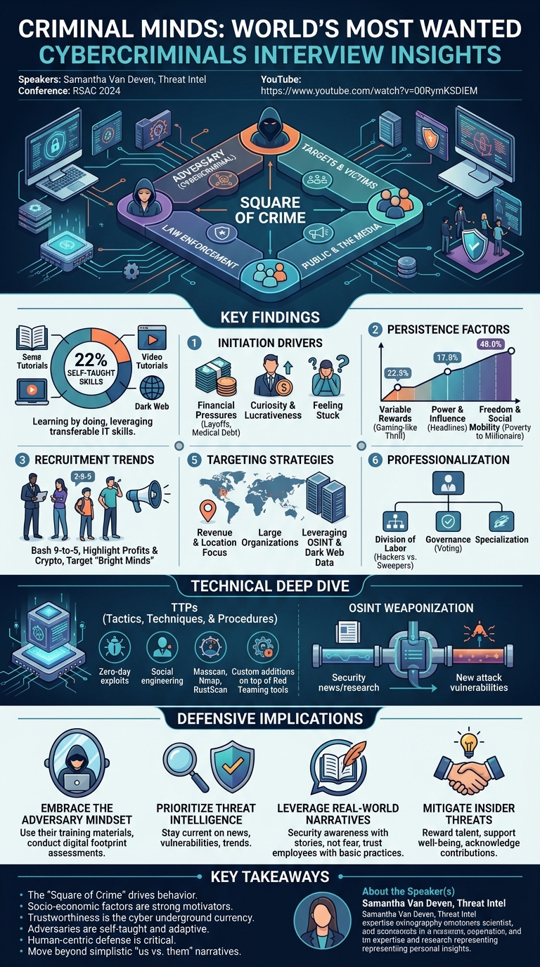 Visual summary for Criminal Minds: World’s Most Wanted Cybercriminals Interview Insights