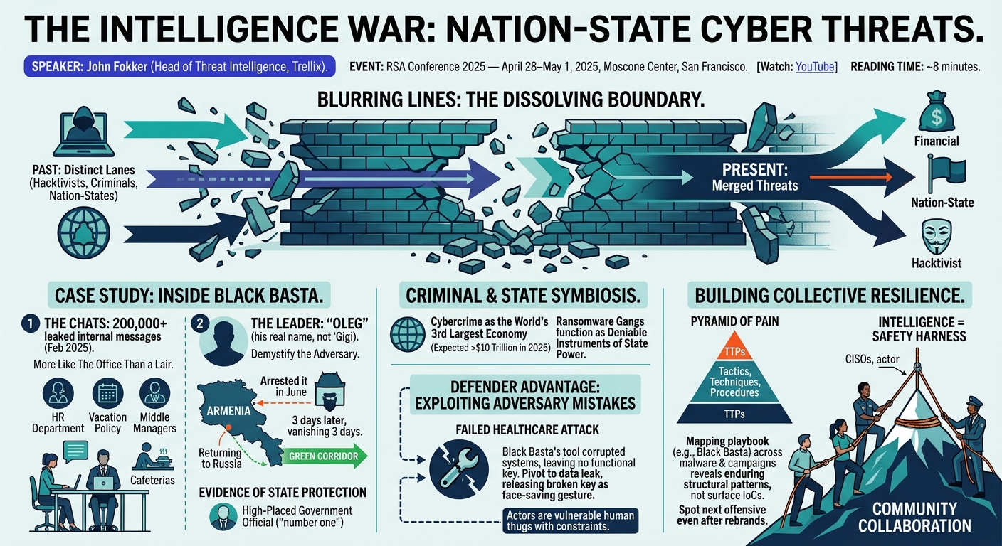Visual summary for The Intelligence War: Nation-State Cyber Threats by John Fokker