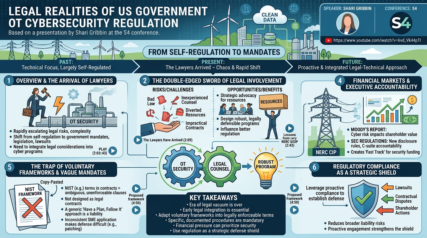 Visual summary for Legal Realities of US Government OT Cybersecurity Regulation by Shari Gribbin