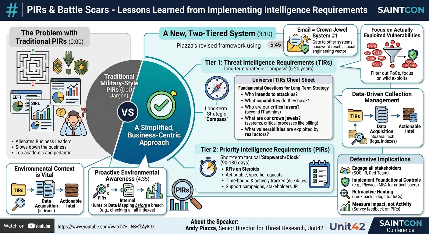 Visual summary for PIRs & Battle Scars - Lessons Learned from Implementing Intelligence Requirements by Andy Piazza