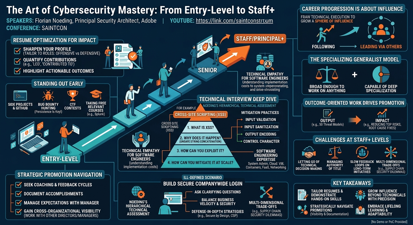 Visual summary for The Art of Cybersecurity Mastery: From Entry-Level to Staff+ by Florian Noeding