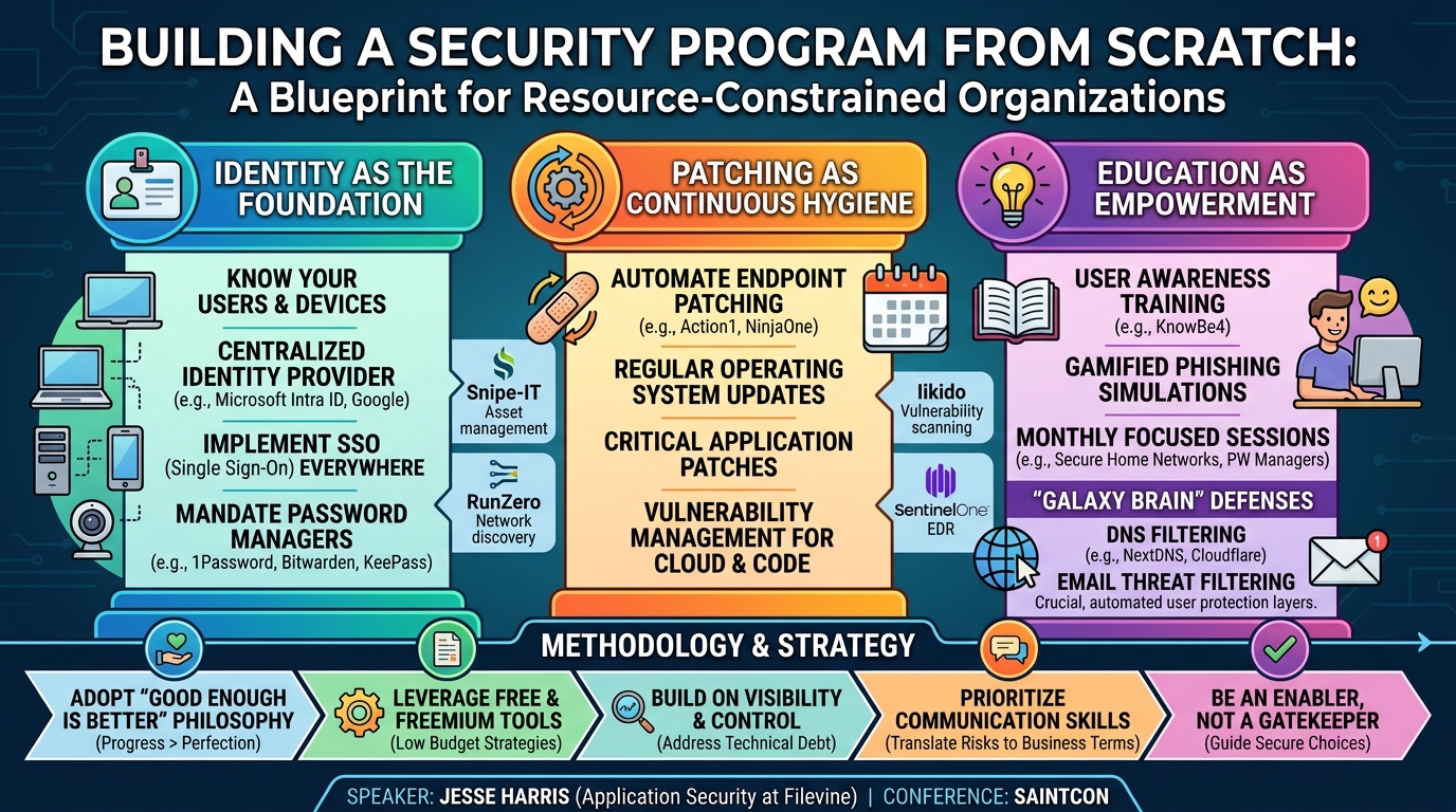 Visual summary for A Security Program From Scratch by Jesse Harris