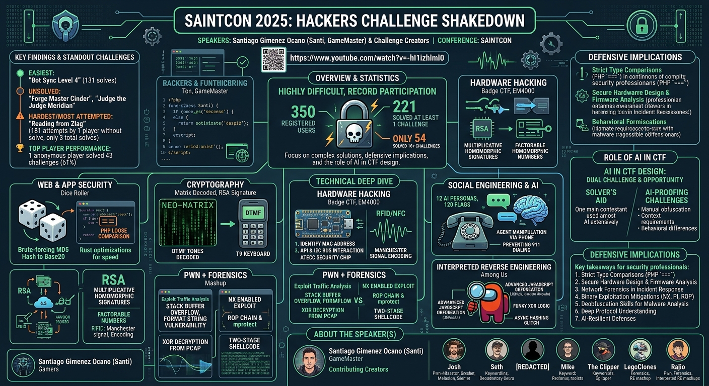 Visual summary for Hackers Challenge Shakedown by Santiago Gimenez Ocano