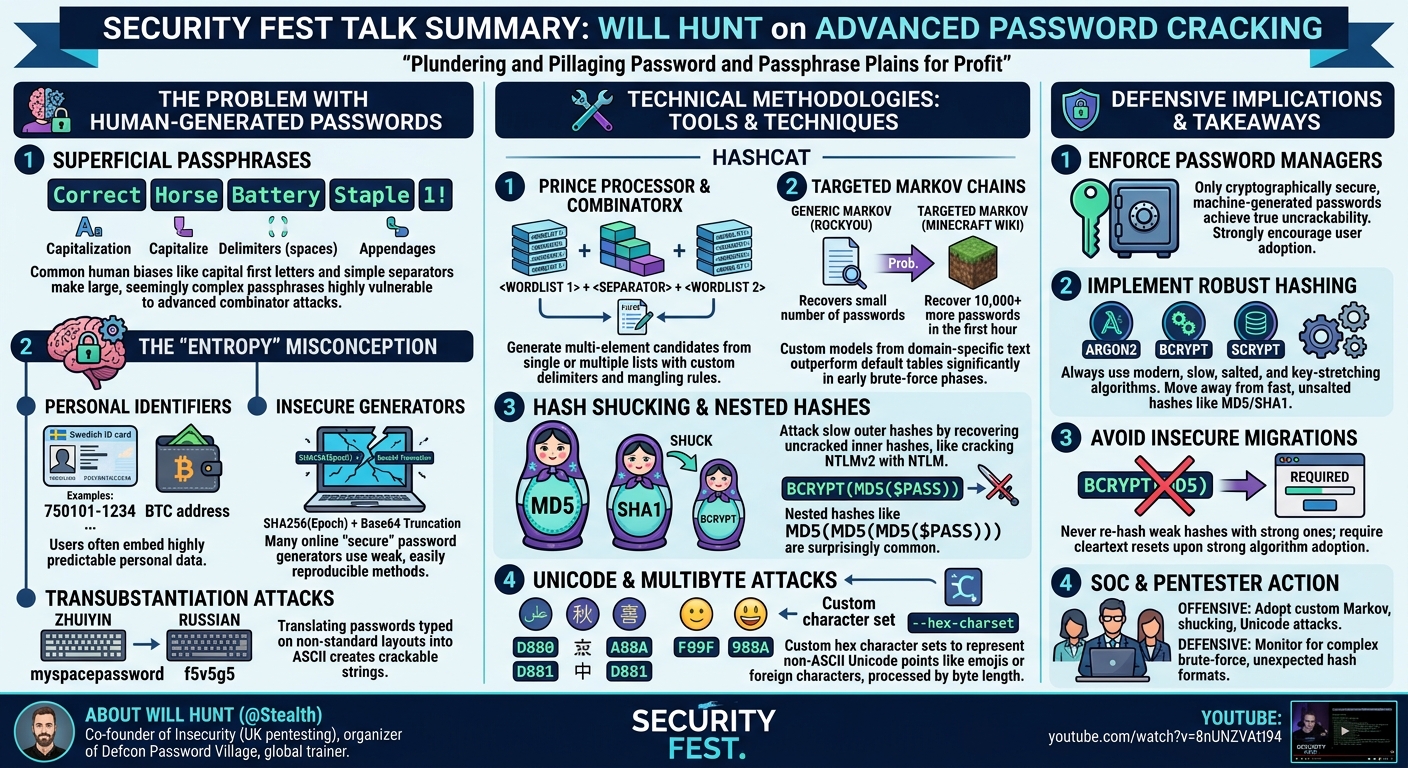 Visual summary for Plundering and pillaging password and passphrase plains for profit by Will Hunt