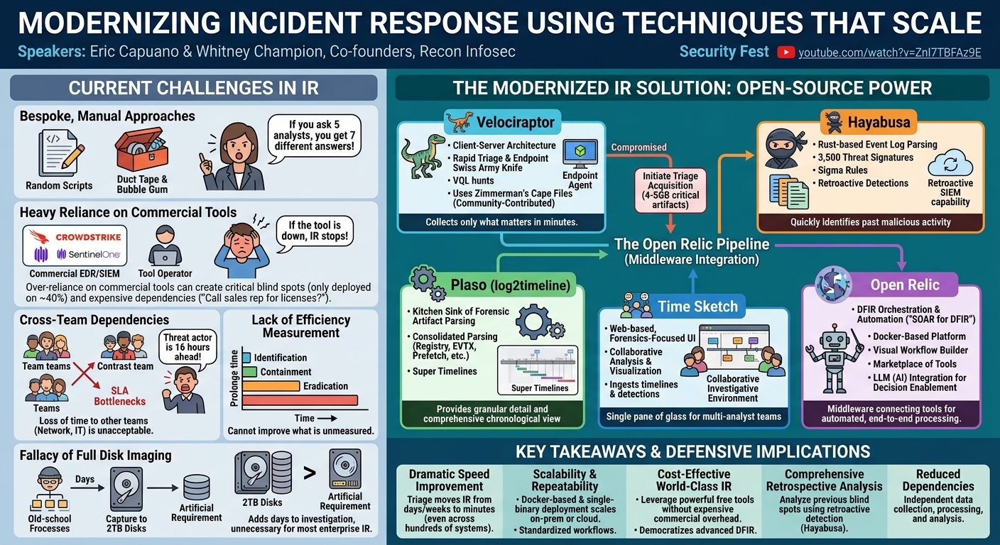 Visual summary for Modernizing Incident Response Using Techniques that Scale by Eric Capuano, Whitney Champion