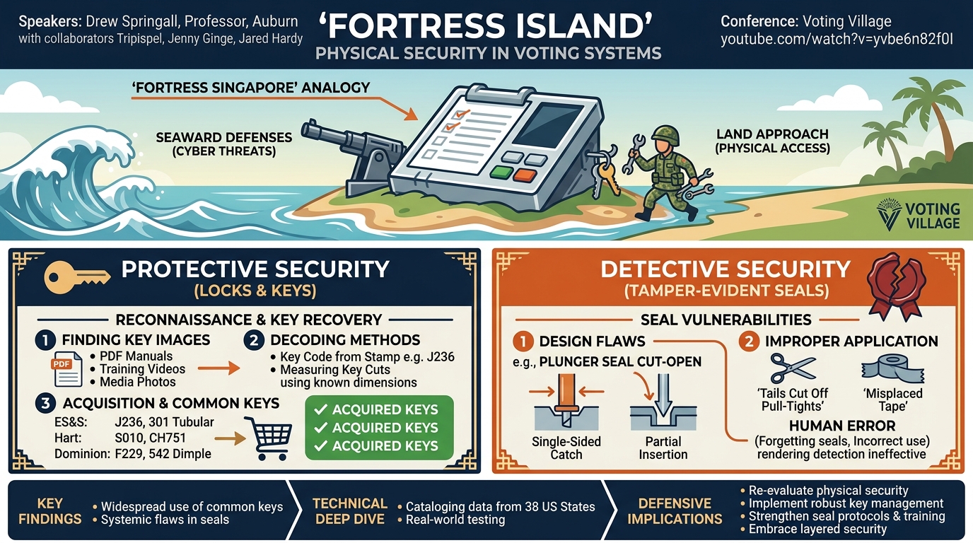 Visual summary for "Fortress Island" Physical Security in Voting Systems by Drew Springall
