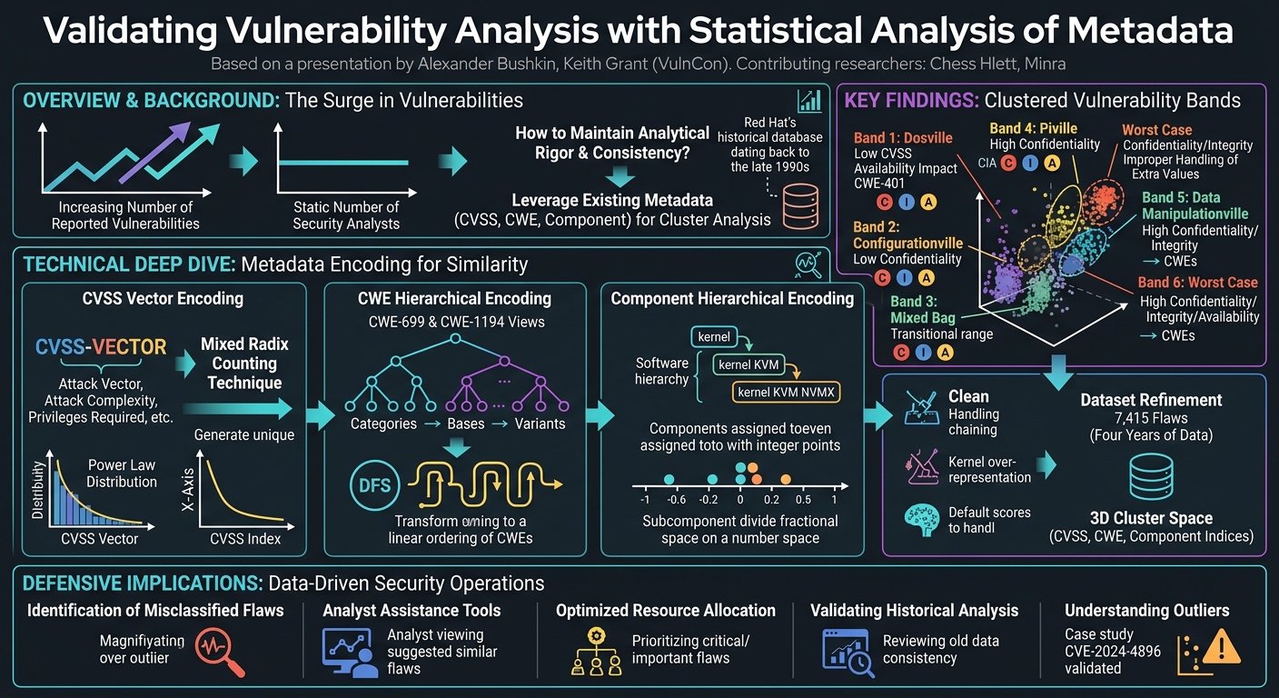 Visual summary for Validating Vulnerability Analysis with Statistical Analysis of Metadata by Alexander Bushkin, Keith Grant